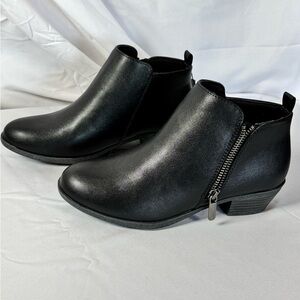 SONOMA Black Ankle Booties Side Zip Low Heel Comfort Boots NWT